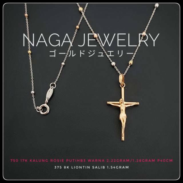 KALUNG ROSIE WHITEGOLD VANCY LIONTIN SALIB EMAS KADAR 375&750