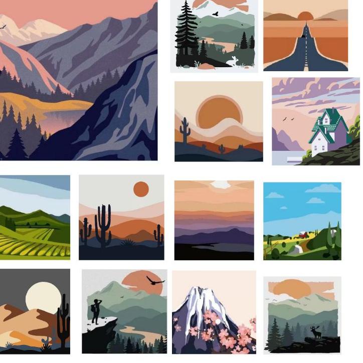 

LANGSUNG KIRIM.. paint by number mountain view