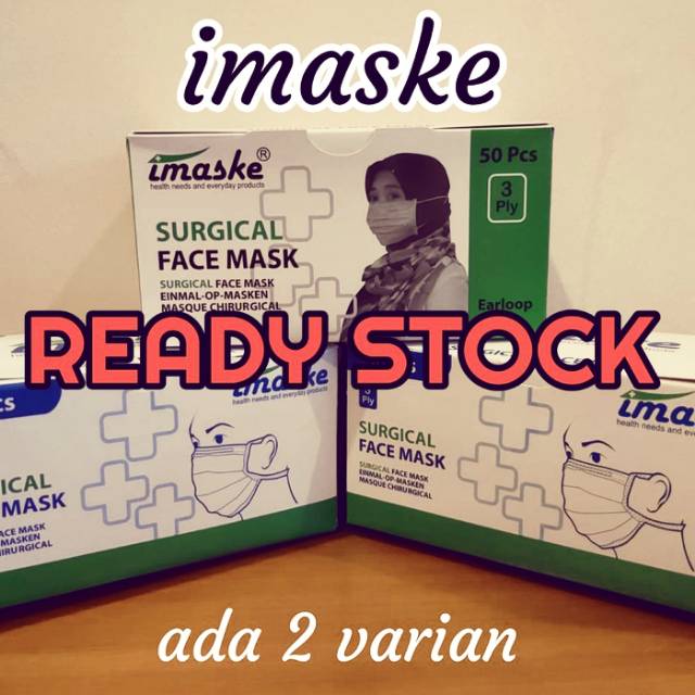 Surgical Mask 3 ply Imaske, Headloop/Tie On Original murah, bukan Sensi