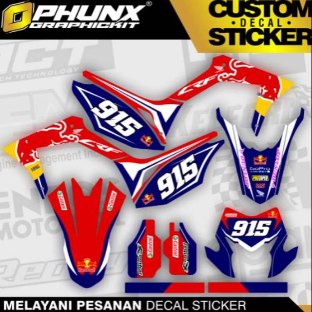 STIKER DECAL CRF REDBULL Bisa juga untuk semua motor