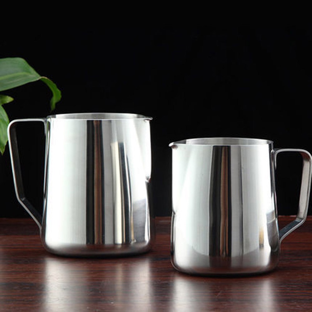 Cangkir Pitcher Desain Bunga Bahan Stainless Steel Untuk Kopi Cappuccino Susu Latte Art