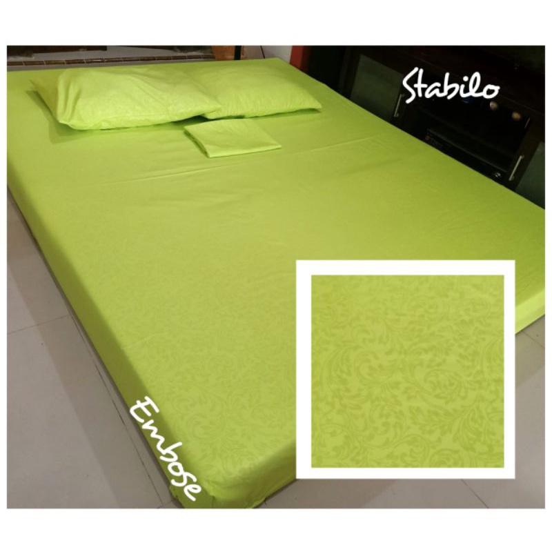 SPREI EMBOS STABILO, TURQUIS, BROWN, CREAM, MUSTARD, FANTA, UNGU UK.180X200X20CM TERMURAH