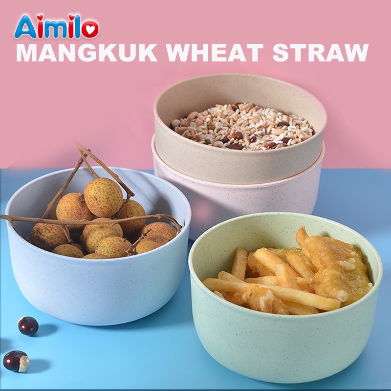 Mangkok Wheat Straw Bowl | Mangkuk Plastik Microwave Warna Warni | Gandum Kokoh BPA Free | Wheat Straw Bowl | Colorful Microwave Plastic Bowls