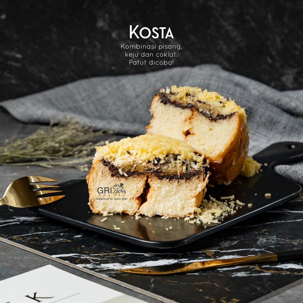 

GRICIOUS BAKERY - KOSTA - Roti Pisang Coklat Keju Tanpa Pengawet - 10 pcs