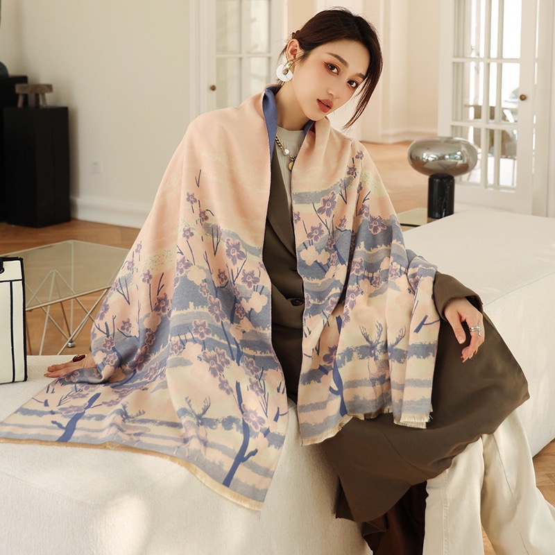 DAISY Syal Scarf Shawl Elegan Motif Import Cashmere