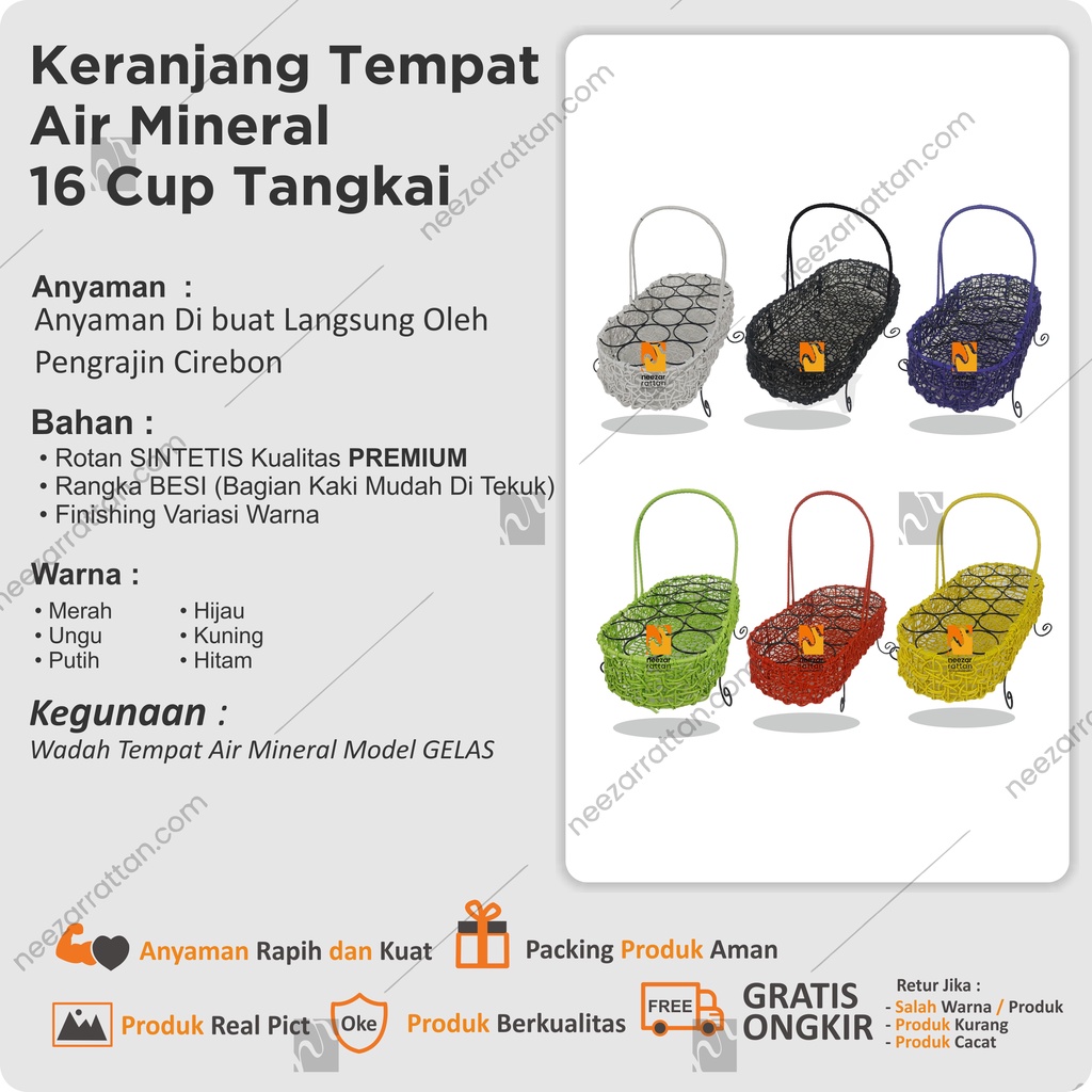 Jual Tempat Keranjang Air Mineral Tempat Aqua Gelas Sintetis Brekele 16 Cup Pakai Tangkai 9193