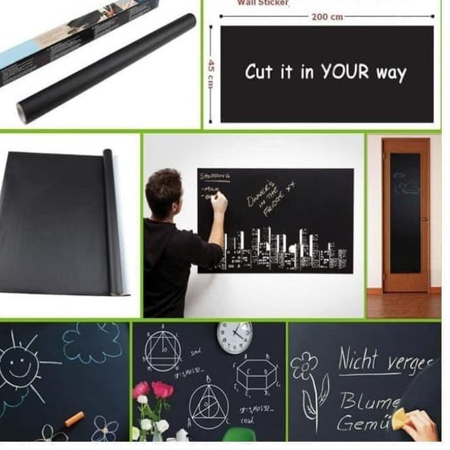 

➶ Blackboard Whiteboard Wall Stiker Papan Tulis Hitam 200cm X 45cm - Hitam ♖