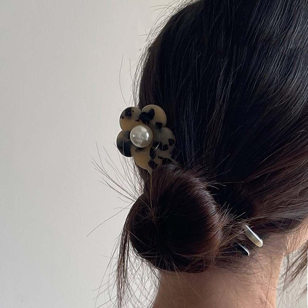 Needway   U Berbentuk Jepit Rambut Wanita Klasik Mutiara Women Hairpin Plum Bunga Hairstyle Alat Desain Hiasan Kepala Gaya Cina