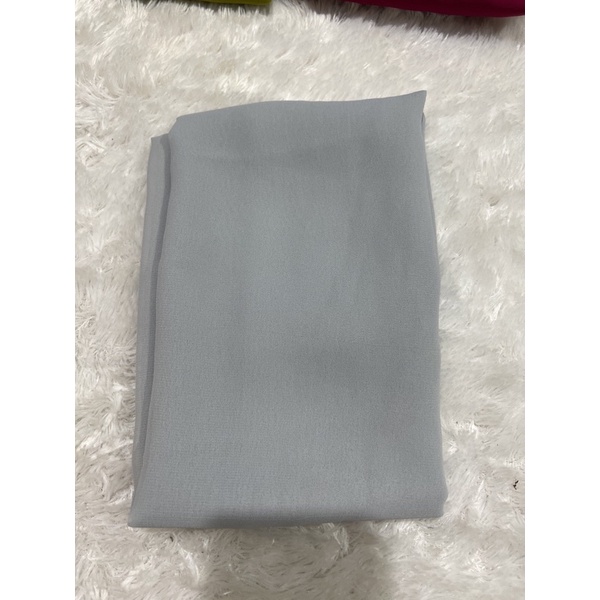 selendang sifon cref warna buah naga-Abu2 muda