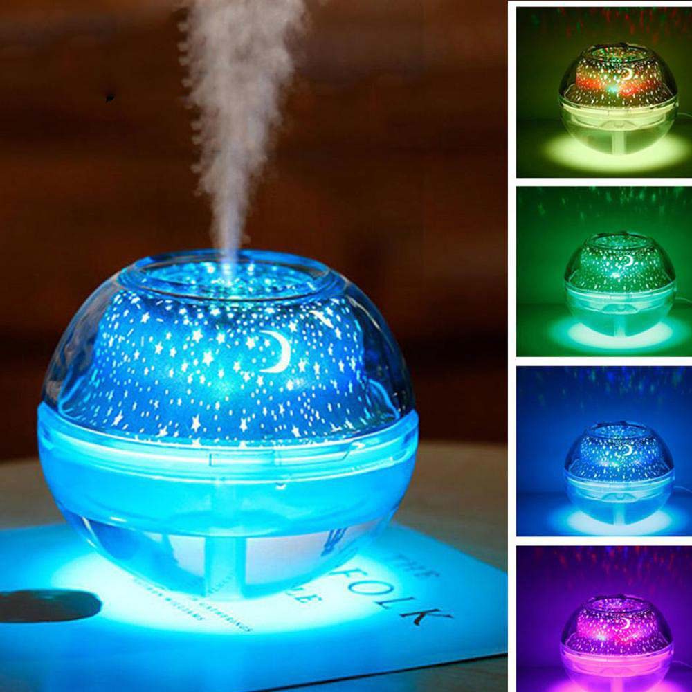 500ml lampu tidur pelembab udara aroma terapi Projection Night LED Lamp Humidifier Aromatherapy jnp