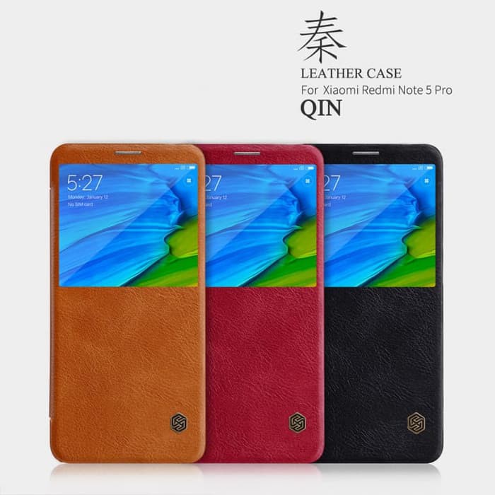 Flip Cover Xiaomi Redmi Note 5 Pro Nillkin Qin Leather Flip Hard Case Original