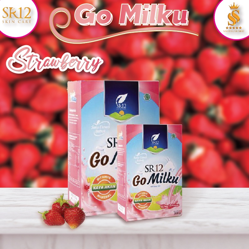 GO MILKU STRAWBERRY SR12 / SUSU KAMBING ETAWA BUBUK HERBAL / SUSU PENGGEMUK BADAN / MELANCARKAN ASI / MENYEHATKAN LAMBUNG