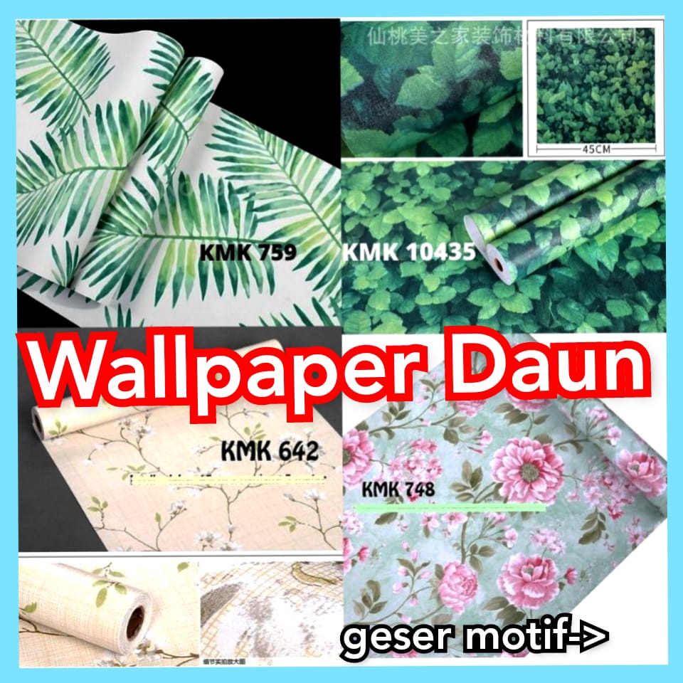 WALLPAPER WALL STICKER STIKER DINDING MOTIF DAUN BUNGA HIJAU WALLPEPER WALPAPER WALPEPER 10435WALLSTIKER