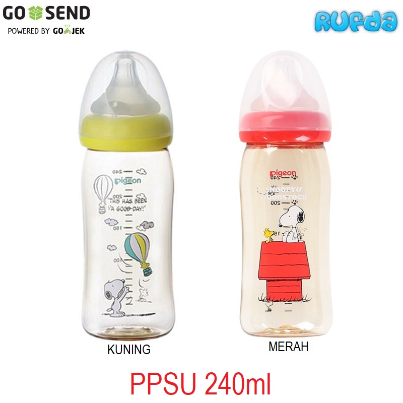 Pigeon PPSU 240ml Snoopy and Woodstock SofTouch Wideneck Bottle Botol Susu