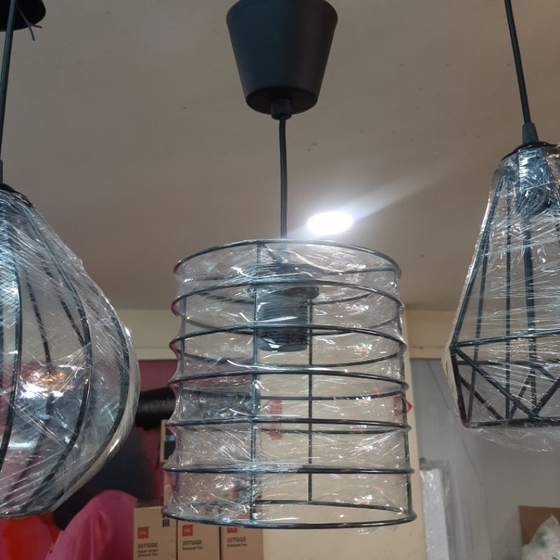 lampu gantung ring besi bundar lampu hias antik retro cafe
