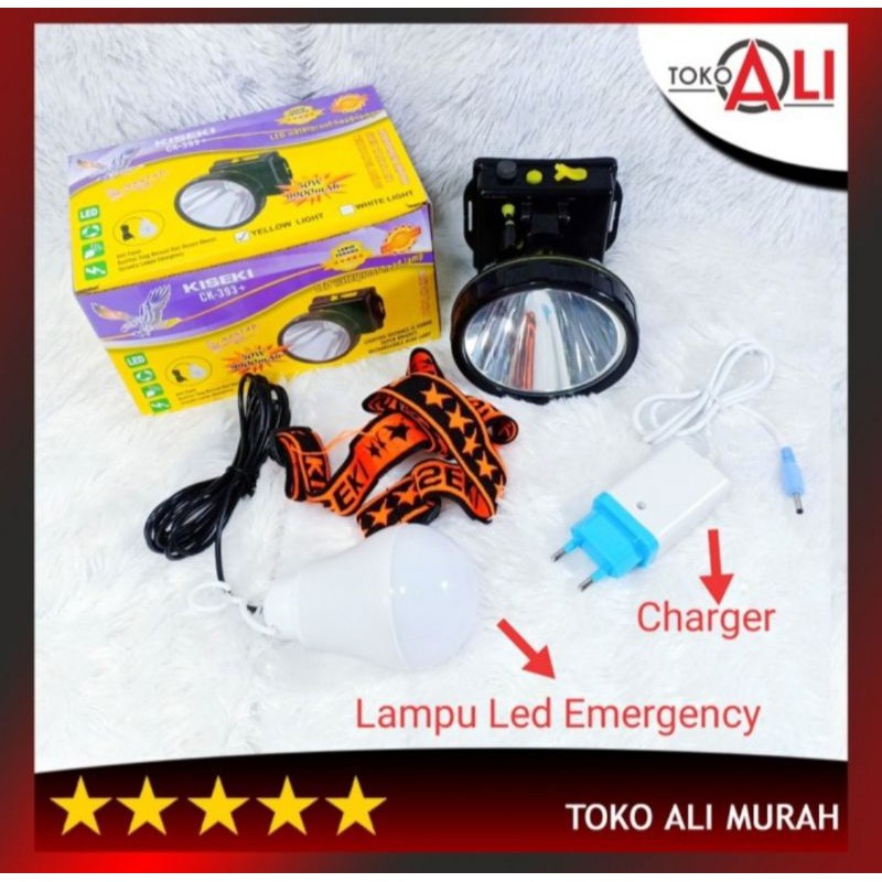 Senter Kepala KISEKI 50W CK-393 9900mAh Bonus Bohlam LED Waterproof Super Terang/Headlamp Kiseki 50W