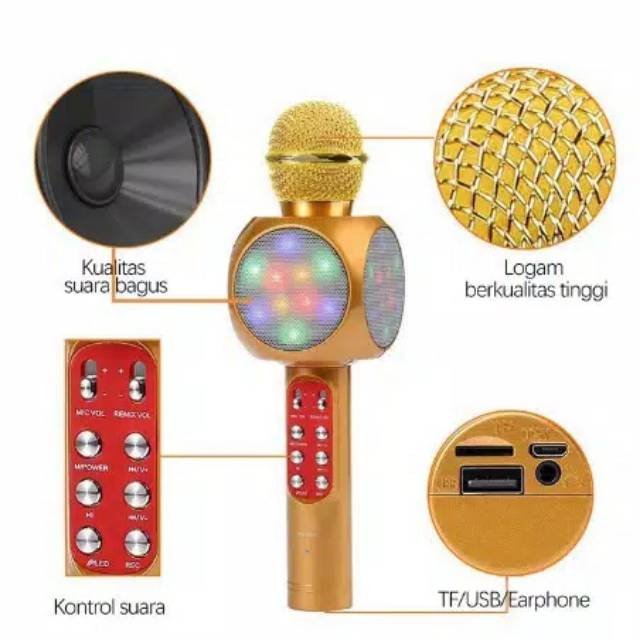 Mic karaoke bluetooth ws 1816 / portable bluetooth wireles ws1816 microphone speaker karaoke