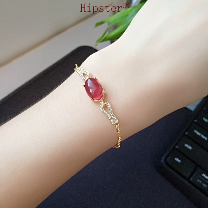 New Red Agate Fashion Elegant Red Simple Personality Gold Bracelet