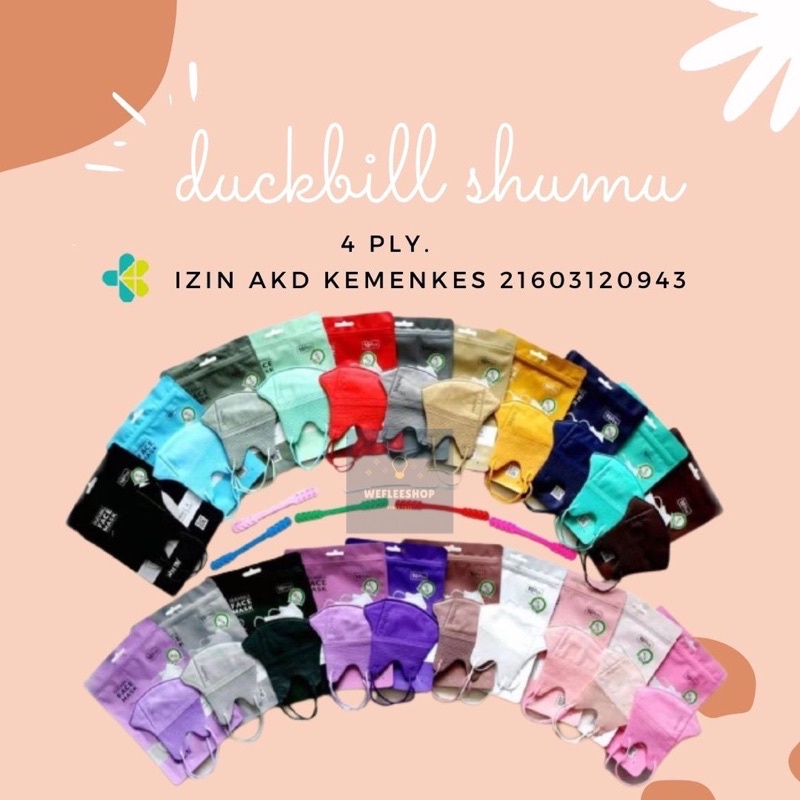 [Ready Stock] Masker Duckbill Shumu Warna Warni Original Izin Kemenkes Ecer/Satuan