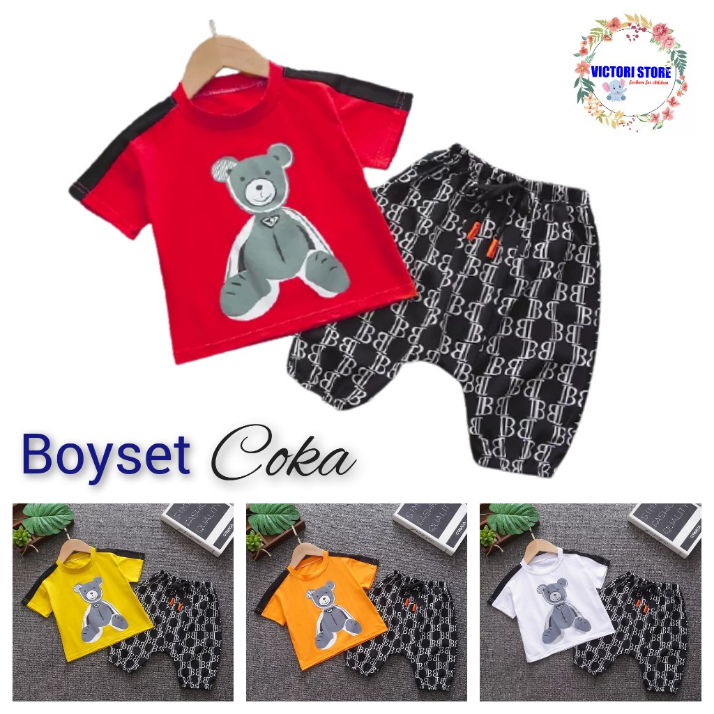 Baju Anak Laki Laki Setelan Kaos dan Celana 2in1 Fashion Anak korean Style Import COKA