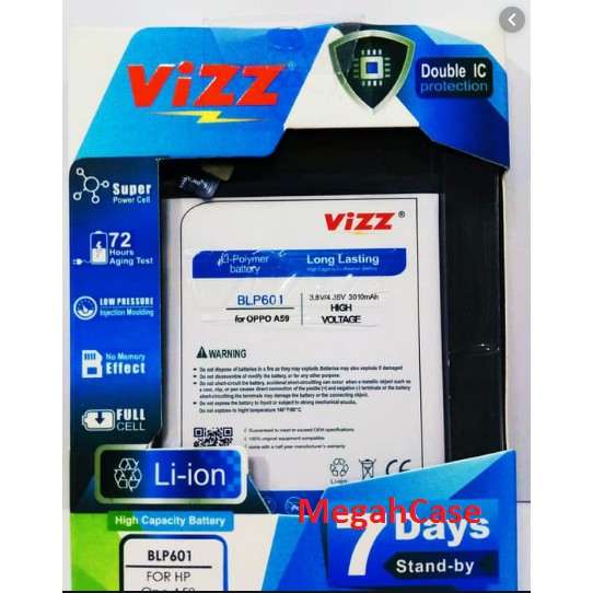 Baterai Vizz OPPO BLP601 F1S A59 DOUBLE POWER VIZZ ORIGINAL