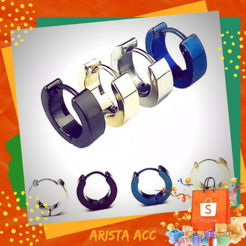 Tindik Anting Pria Cowok Titanium Black Silver Gold / antingtindik / antingtindikpria / cod