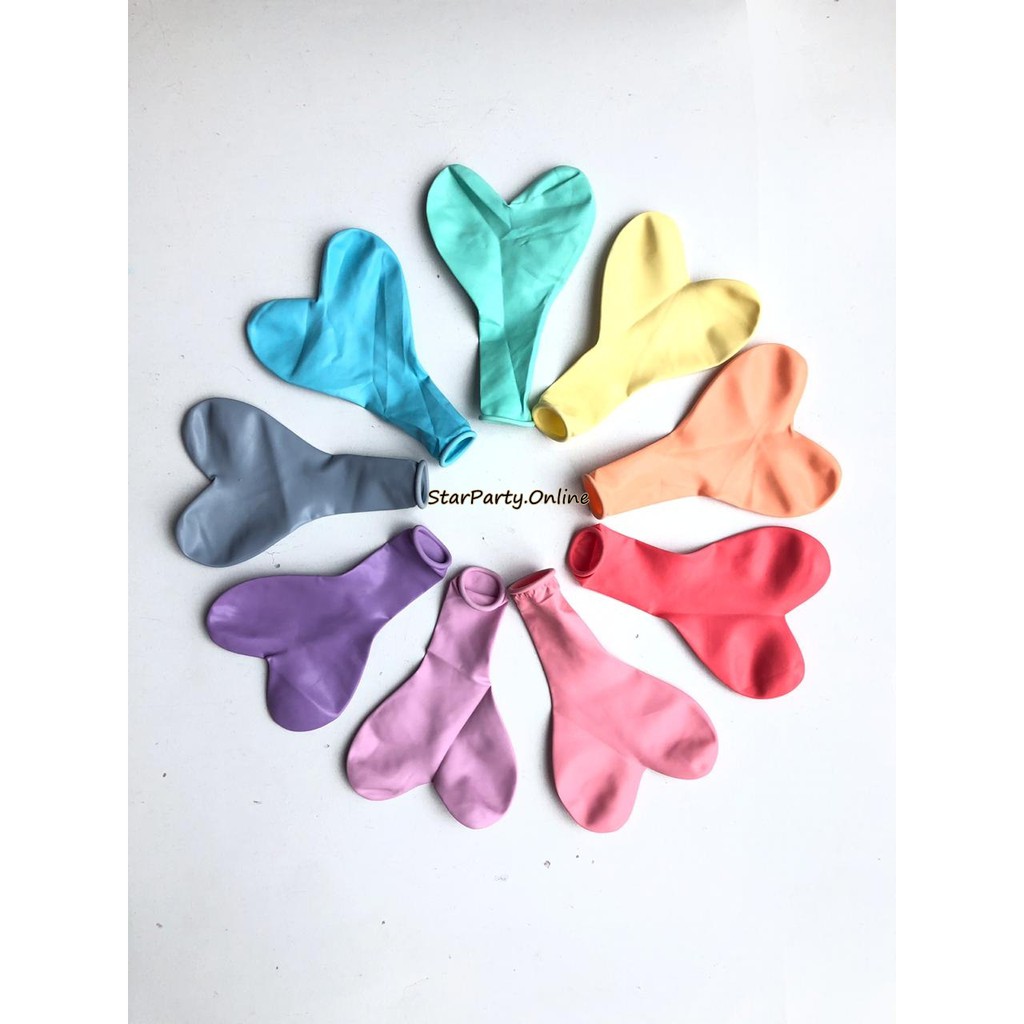 Balon Hati Macaron Mix Per 10pcs /Balon Hati /Balon Latex /Dekorasi Balon