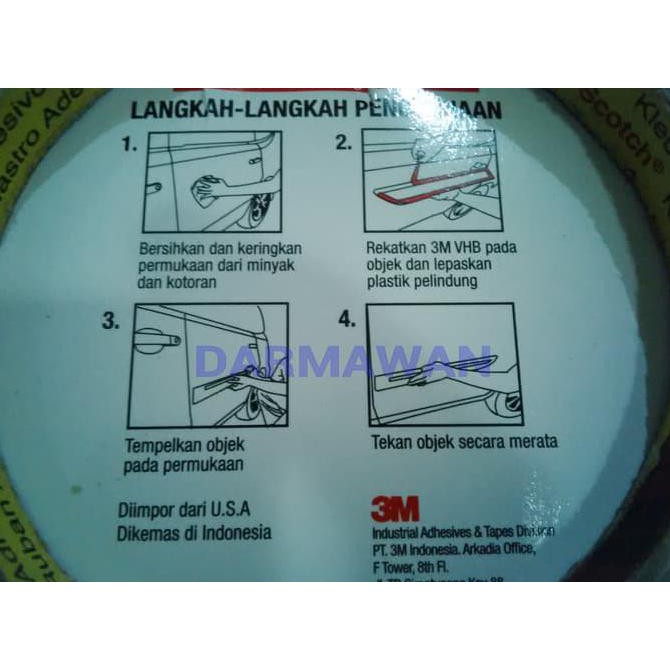 

Double Tape/Perekat 3M VHB 12mm x 4.5m Merah Original
