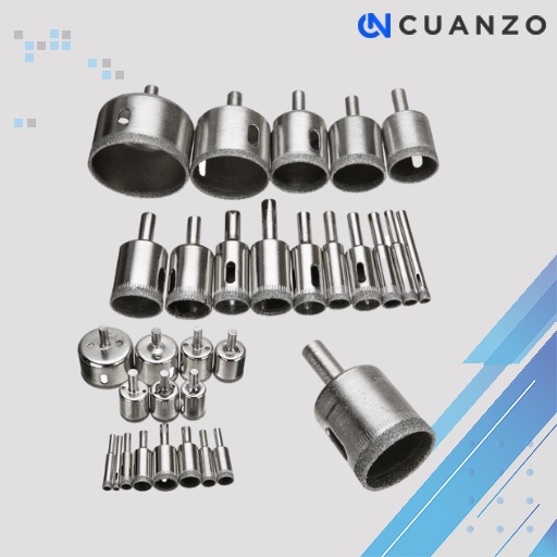 Mata Bor Diamond Coated Hole Drill Bit 6mm-50mm 15PCS / Mata Bor Diamond Hole Saw Runcing Pelubang Pelobang Pembolong Lubang Keramik Kramik Granit Granite Marble Kaca Marmer Batu Akik Asah Beton PorselenTembok Besi Baja Pipa Bulat Lengkap Set Murah Ori