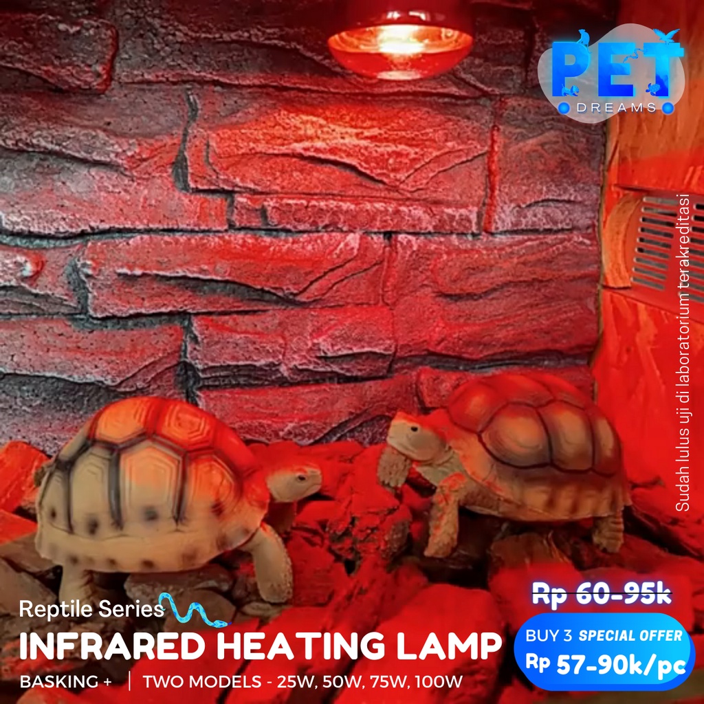 INFRARED BASKING HEAT LAMPU UVA INFRAMERAH PENGHANGAT PEMANAS REPTIL IGUANA SULCATA TORTO KURA