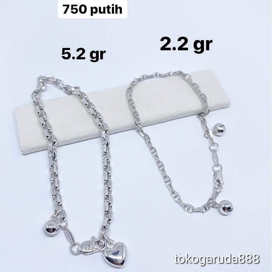 Rantai tangan kaki gelang tali anak dan dewasa emas asli kadar 70% 700 tiger segiempat padat cowok cewek 750 75 gold