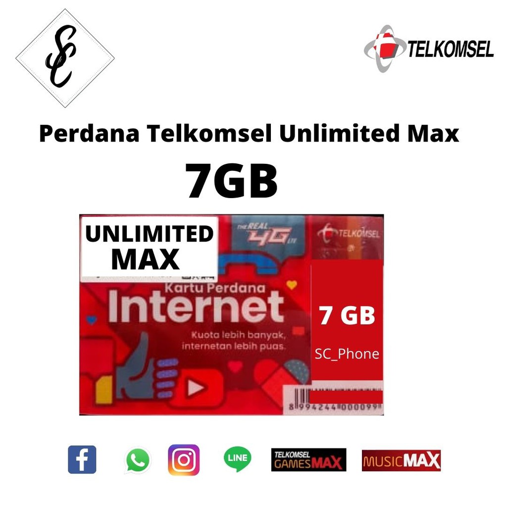 Perdana Telkomsel Unlimited Max 7gb Redflag Shopee Indonesia