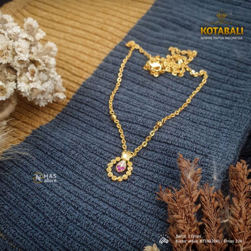 Kalung variasi permata merah emas asli kadar 875% | emasnabire papua