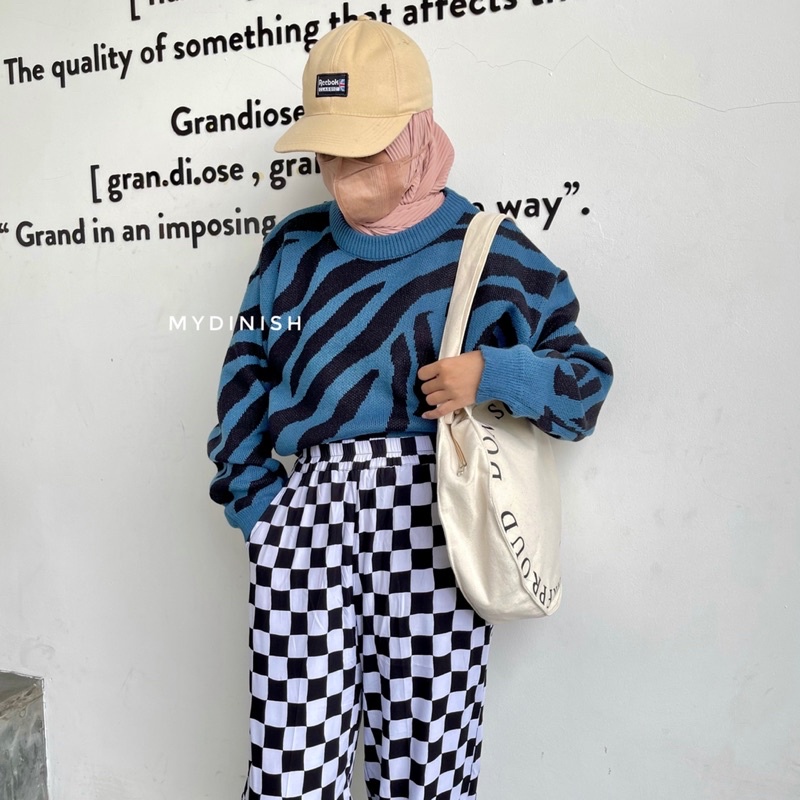 Blouse Crop Arabele Sweater Motif Zebra