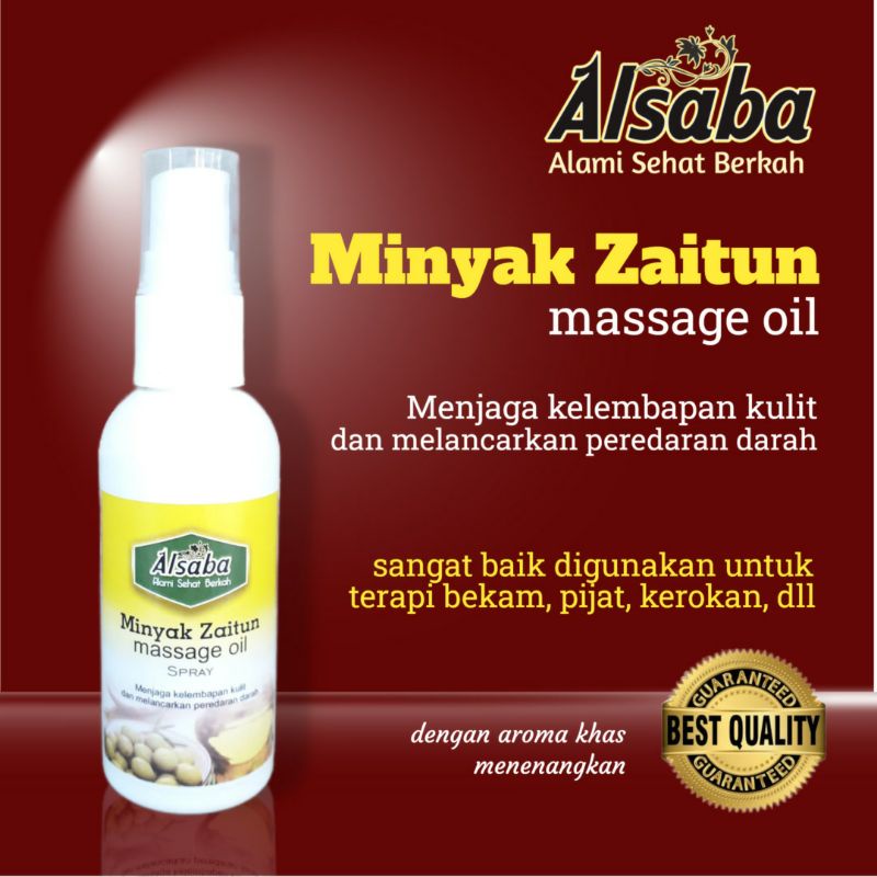 Minyak Zaitun massage oil spray harum wangi buat pijet, kerokan dan bekam Alsaba