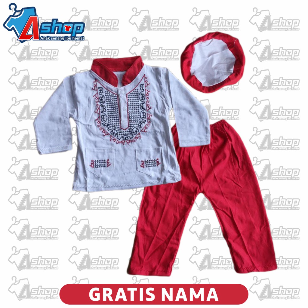 Jumper Bayi Muslim Panjang Plus Peci Gratis Sablon Nama