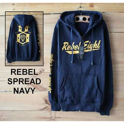 JAKET / SWEATER pria / SWEATER HOODIE REBEL EIGHT SPREAD DISTRO