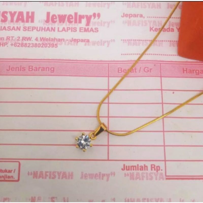 kalung belut liontin permata satu berlapis emas 24k