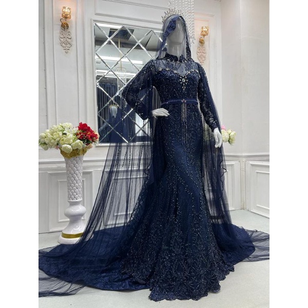 kebaya pengantin slim duyung full Payet ekor