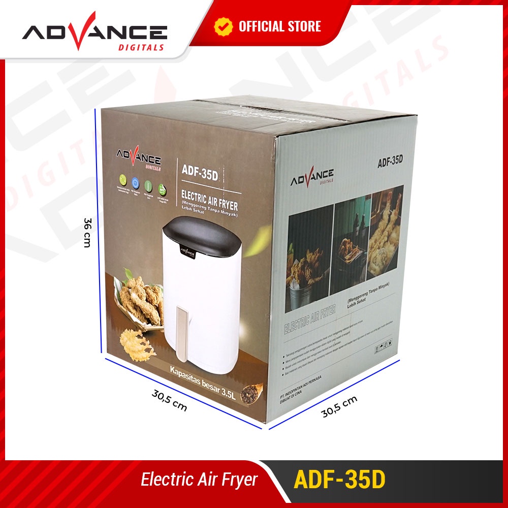 Advance Electric Air Fryer ADF 35D DIGITAL TOUCHSCREEN Mesin Penggoreng Tanpa Minyak 600 Watt Garansi Resmi Advance 1 Tahun