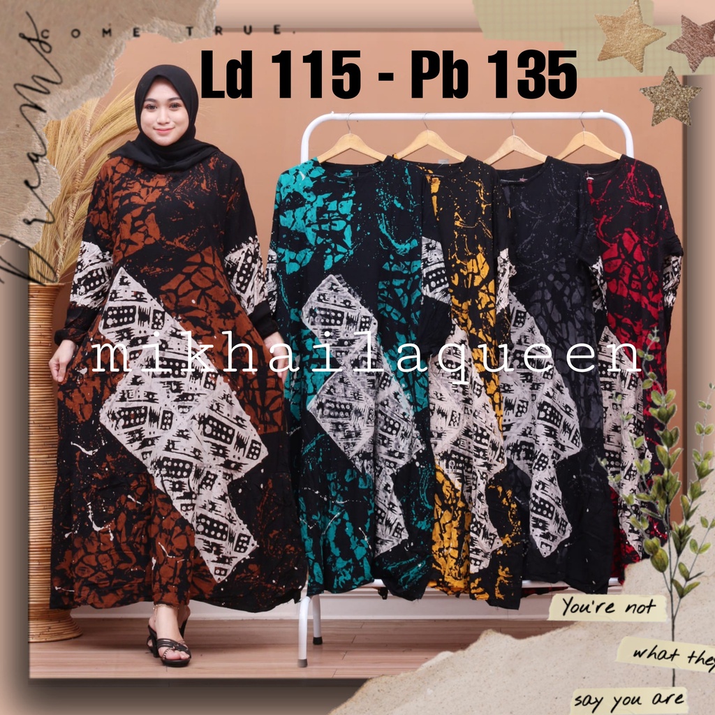 Gamis Long Dress Daster Panjang Batik Pekalongan Premium Asli Terbaru Lengan Panjang Kekinian Baju D