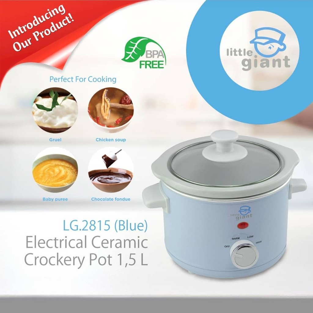 Little Giant LG 2815-B Electrical Ceramic Crockery Pot 1.5L Alat Pengolah Makanan Bayi