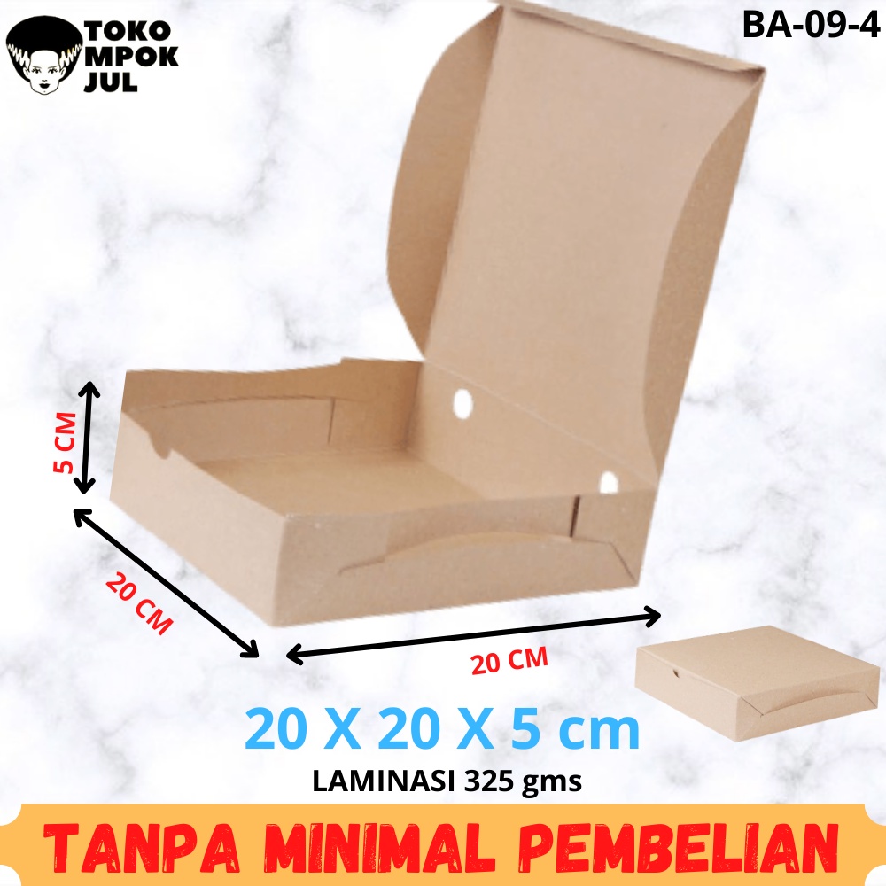 

TANPA MINIMUM - Kardus Dus Box Kotak Pizza Brownies Martabak Roti 20x20x5 cm Laminasi