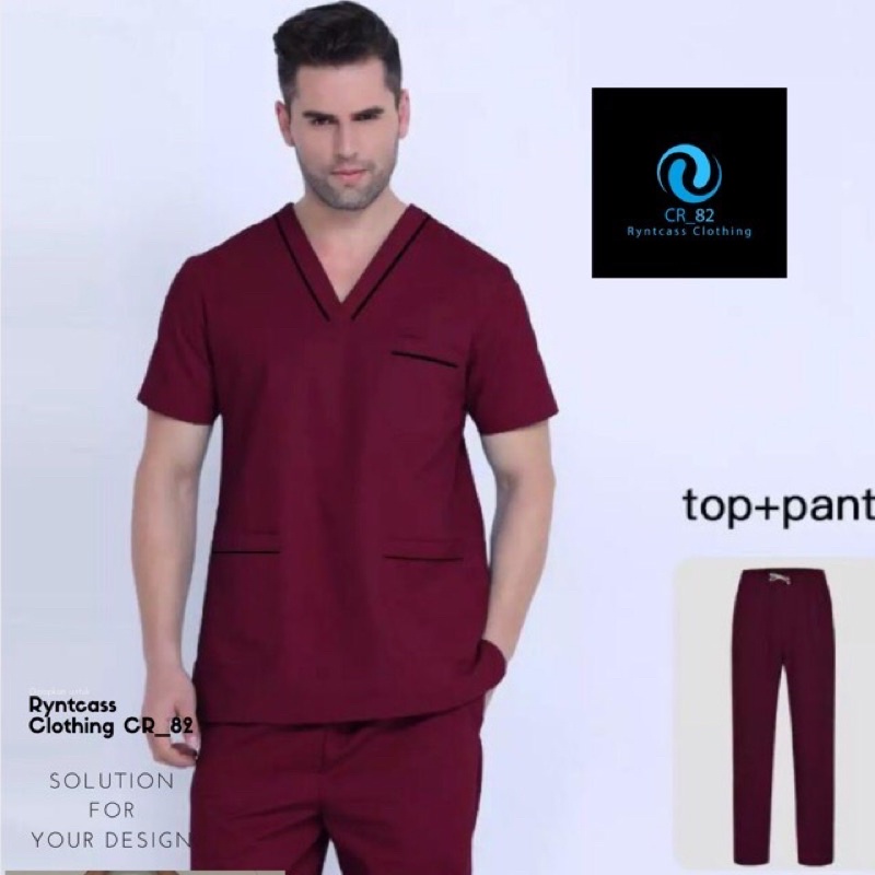 Baju Oka Lengan Pendek / Baju Oka Kombinasi List /Baju Jaga Dokter / Baju Perawat / Seragam Medis