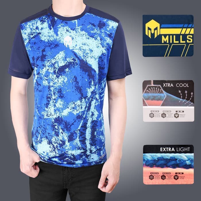 KAOS / BAJU SPORT / RUNNING MILLS STROM RUNNING TEE SHIRT - ROYAL NAVY