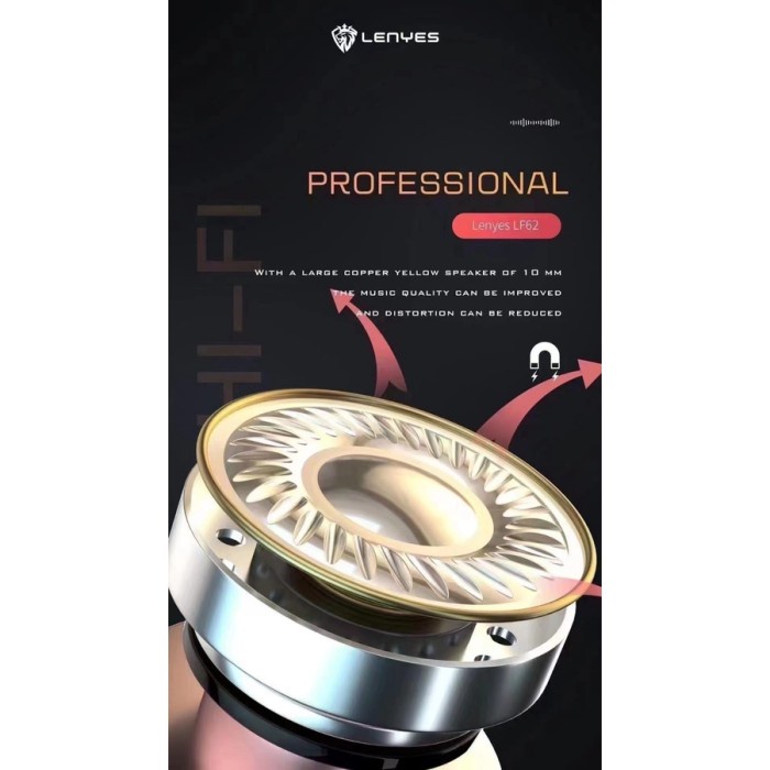 Earphone Headset Lenyes Mega Bass Sport Handsfree Gaming Plus Mic Jack Audio 3.5MM - Lightning