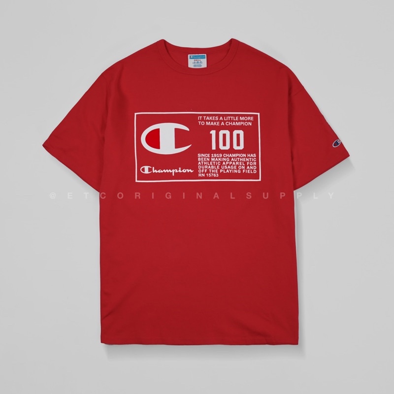 CHMPN Tshirt Heritage Box Logo 100 Red