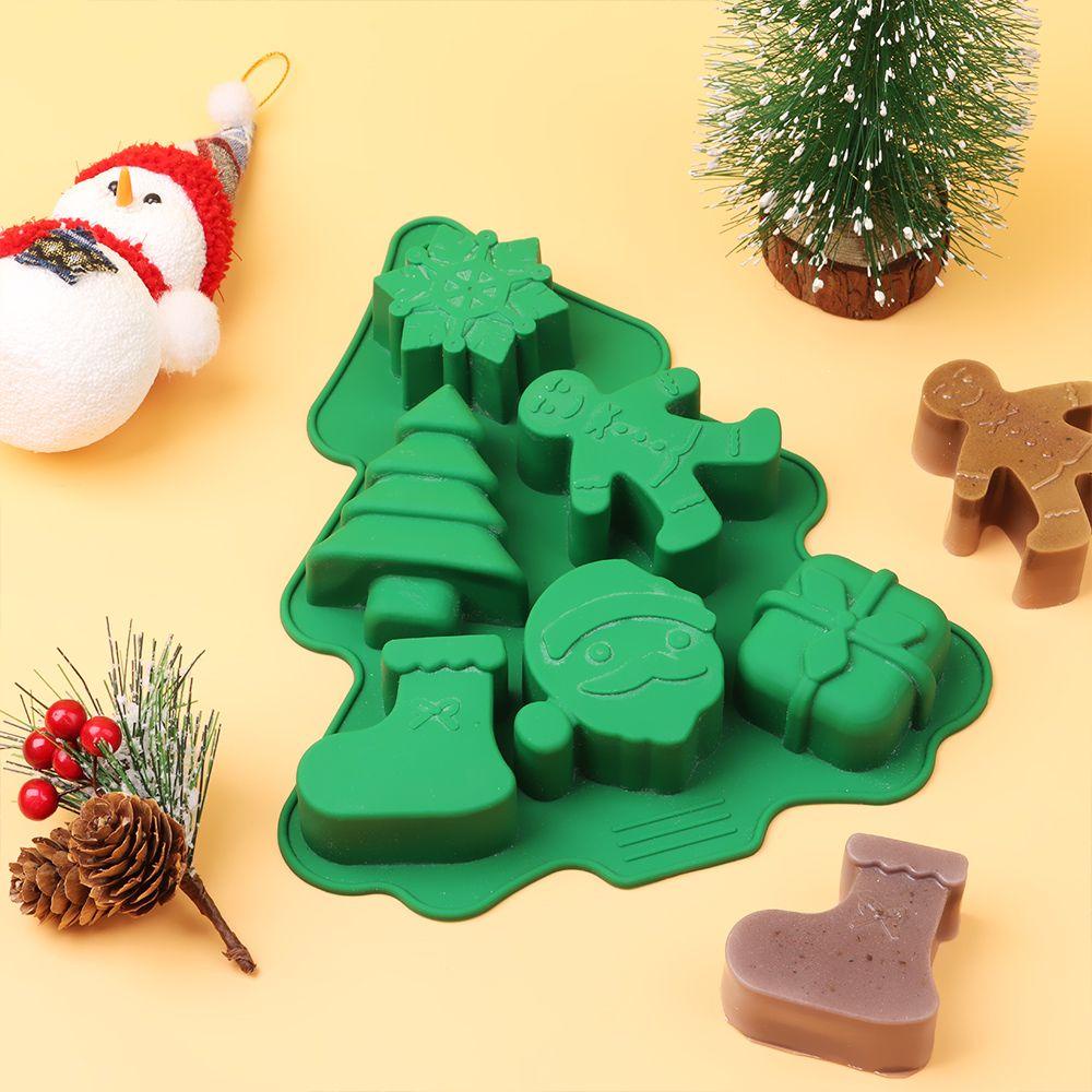 Top Natal Cetakan Silikon Permen Sabun Coklat Sabun Snowflake Bentuk Santa Snowman