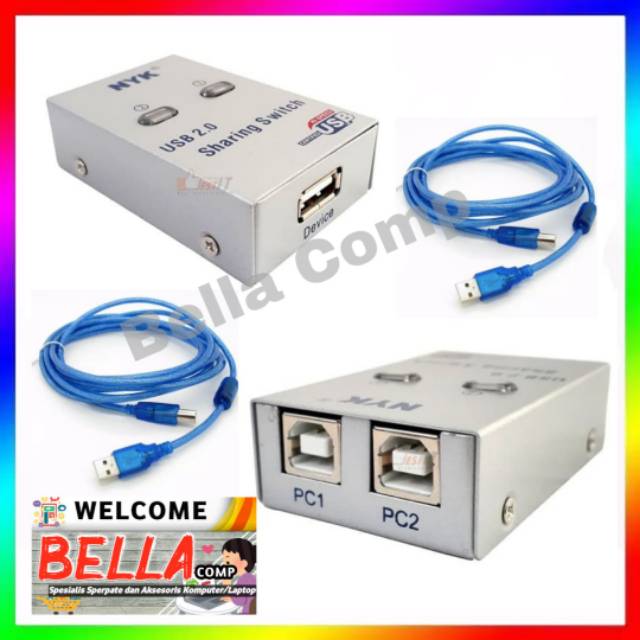 PAKET AUTO SWITCH PRINTER + KABEL PRINTER USB 2.0 - SHARING SWITCHER 1-2 USB / AUTO SWITCH