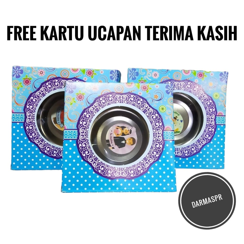 Souvenir Asbak Stainless Kemasan Box + Sticker Terima Kasih Sovenir Pernikahan Murah